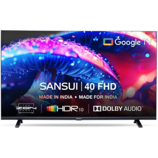 Sansui 102 cm (40 inch) Full HD LED Smart Google TV with Dolby Audio | Surround Sound | Bezel-Less Design | Zen Panel | HDR10  (JSW40GSFHD)
